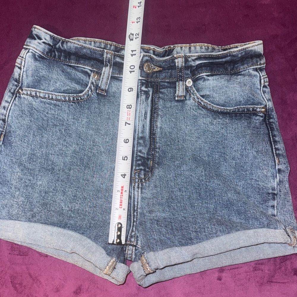 Wild Fable Classic Blue Jean Shorts Highest Rise Dark Denim Rollup Cuff Womens 6 - Picture 7 of 10